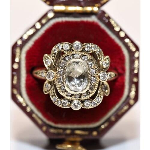 Perfect Antique Style 14k Gold My Design Natural Diamond And Rose Cut Diamond Decorated Amazing Ring