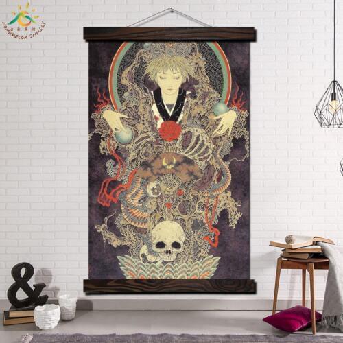 Japan Style Skull Art Picture Modern Wall Art Print Pop Art Picture And Poster Frame Scroll Canvas Painting Canvas Poster