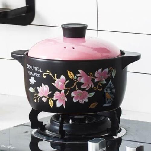 Ceramic Casserole Multi-size Japanese Style Magnolia Health Soup Pot Stew Pot Open Flame Heat-resistant Home Kitchen Supplies
