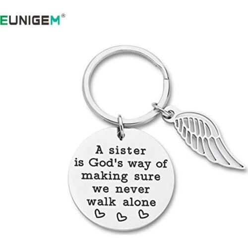 Best friends keychain keyring "a sister is gods way of making sure we never walk alone" friendship jewelry gift for women girls