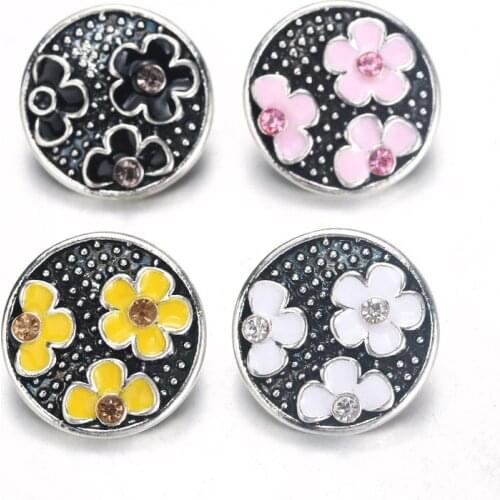 10pcs/lot Folwer Snap Jewelry Crystal Heart 18mm Metal Snap Buttons For Snap Button Bracelet Bangle jewelry Accessories 9971