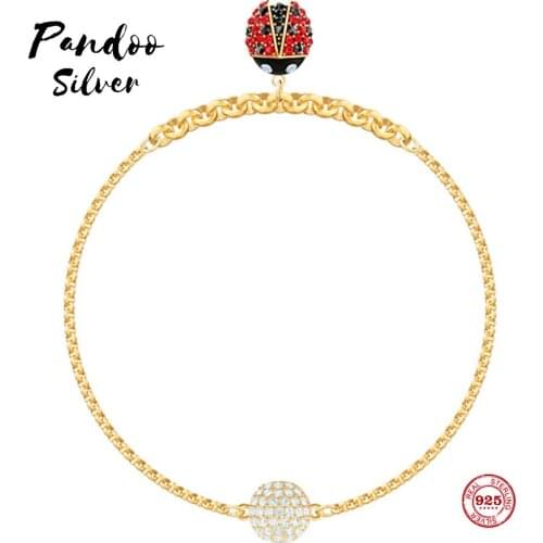 Fashion Charm Pure 925 Silver Original 1:1 Copy, Cute Seven-star Ladybug Exquisite Wild Bracelet Female Luxury Jewelry Gifts