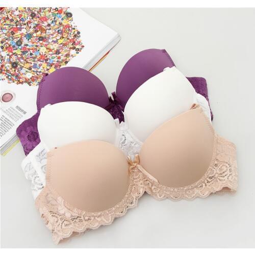 Mozhini fashion lace sexy bra gather support chest small chest t shirt bra lovely girl bra thin 3/4 cup lace strap push up bra