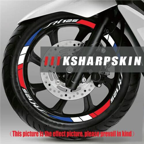 New tire modification motorcycle stickers auto parts wheel film personality border reflective decals for honda SH125 SH 125