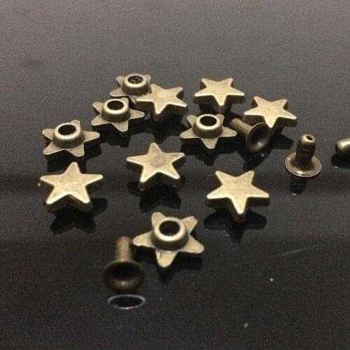 New Coming 50PCS 9MM Antique Brass Star StudS Rivet Punk Bronze Star Spike Bracelets Shoes Belt Bag Accessories Leather Craft