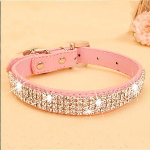 Bling Rhinestone Leather Crystal Diamond Puppy Collar Pet Dog Collars Fashion Dog Collars