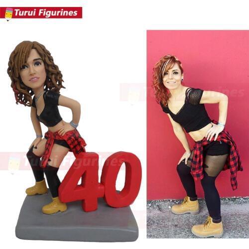 Girls 40th birthday souvenir present gift for wedding anniversary figurine mini statue handmade design by Turui Figurines dolls