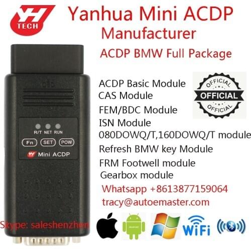 Manufacturer!Yanhua Mini ACDP Full Set for BMW Programming CAS 1/2/3/4 FEM BDC DME ISN code refresh key FRM Footwell Gearbox EGS