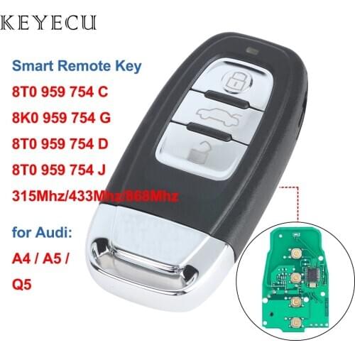 Keyecu Smart Remote Auto Car Key For Audi A4 S4 RS4 A5 S5 RS5 Q5 A7 A8 8T0 959 754 C 8K0 959 754 G 8T0 959 754 J 8T0 959 754 D