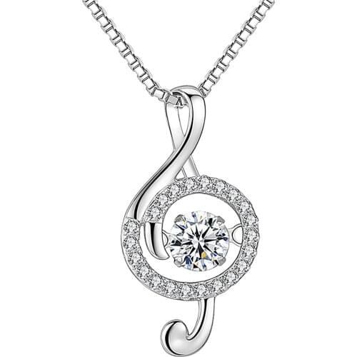 Luxury Glitter Smart Music Note Necklace Movement Diamond Vintage Metal Necklace Geometric Gift Necklaces For Teen Girls