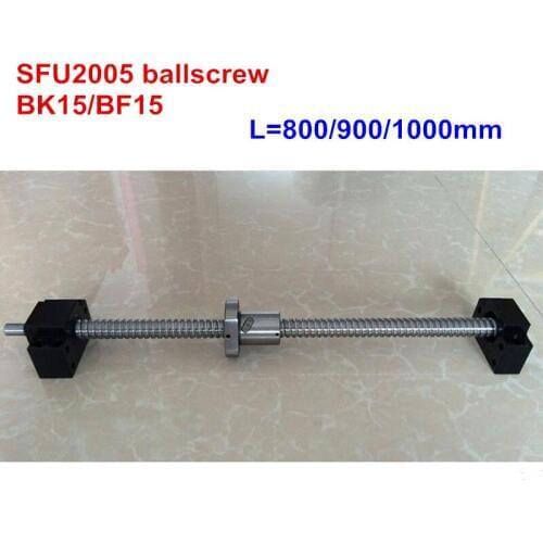 SFU2005 800mm 900mm 1000mm ballscrew + BK15/BF15 CNC parts