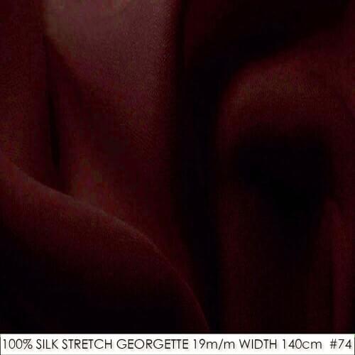 SILK STRETCH DOUBLE GEORGETTE 19mm Width55"-140cm Pure Silk Fabric for sewing Wedding Dress/Decoration in Classic Suger Red 74