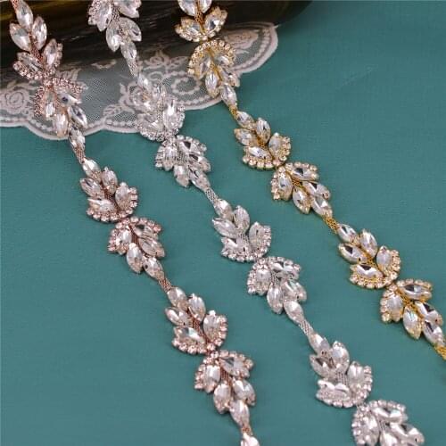 Sparkling Crystal Sash Belt Trimming Rhinestone Applique Trims Stitch Jewelry for Prom Dress Bridal Sashes Party Garter