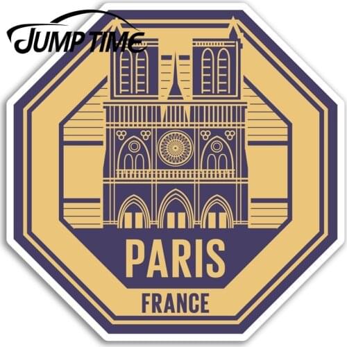 Jump Time for Paris Cathedral Vinyl Stickers France Travel Sticker Luggage Camper Window Bumper Motor Decal Car Wrap