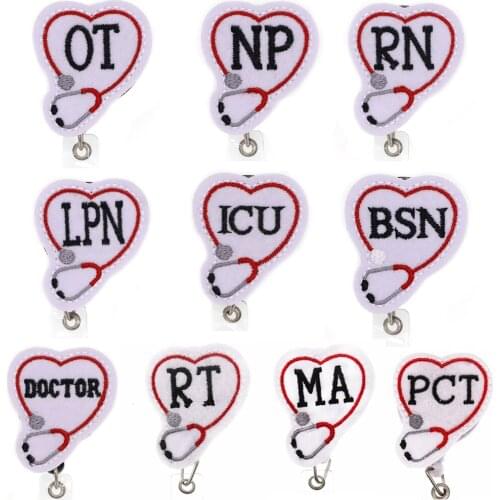 Felt Stethoscope OT/NP/RN/LPN/ICU/BSN/DOCTOR/RT/MA/PCT Nurse Retractable Badge Reel For Nurse Accessories