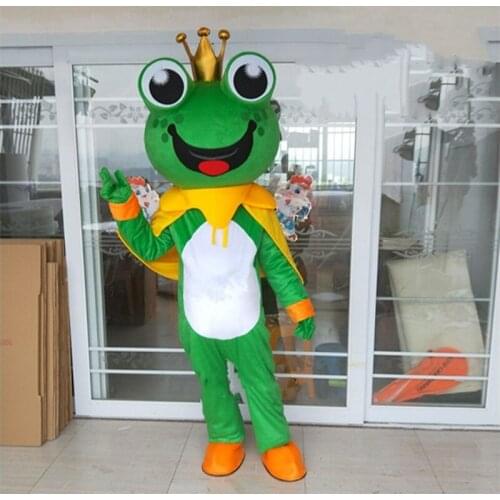 Hot Sale Frog Mascot Costume Cartoon Animal Frog Prince with Clocak Cosplay Mascotte Outfit for Halloween Birthday Fancy Party