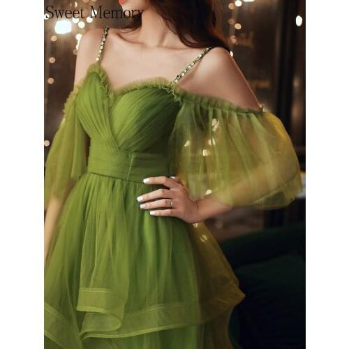 Sweat Memory 2021 Lady Green Bridesmaid Dresses Princess Robes Girl Banquet Performance Dance Ball Gown Women Dress