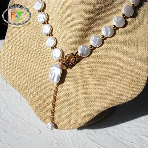 F.J4Z 2021 Trend Necklaces for Women Baroque Irregular Simulated Pearl String Collar Pendant Jewelry Lady Gift Wholesale