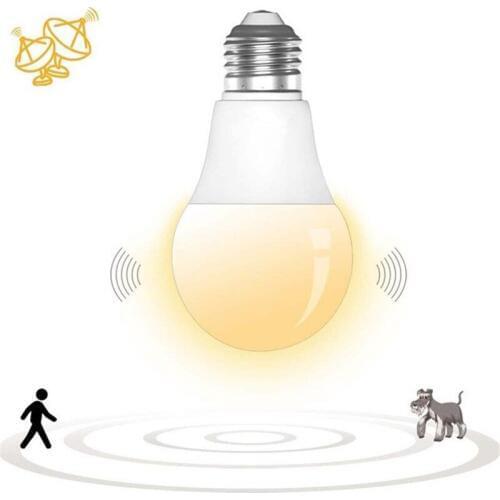 1pc 5W E27 LED Microwave Radar Motion Ambient Sensor Light 7W 9W 12W Smart Light Bulb Radar Control White Color AC180-240V