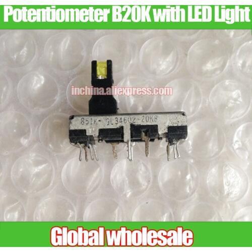 1pcs ALPS 24mm Single joint Straight Slide Potentiometer B20K with LED Light