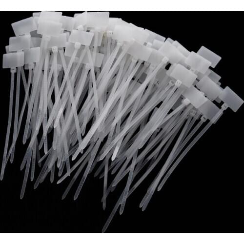 100 Pcs White Plastic Nylon Mark Tags Label Sticker Cable Zip Ties 2x11cm