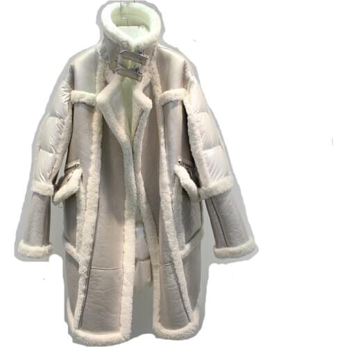 2020 womens winter LUXURY FASHION SHEEP FUR white duck down overcoat jacke