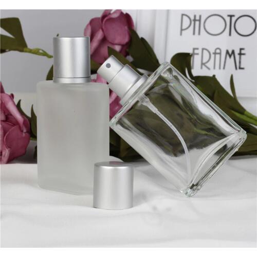 30ml 1pcs/lot Silver Gray Flat Style Frosted Semi Clear Glass Spray Perfume Bottle Refillable Portable Empty Glass Automizer
