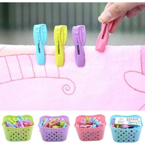 New 30PCS Plastic Laundry Clothespins Decorative Clothes Pegs Clothespin Storage Organizer Towel Washing Clips Large With Basket
