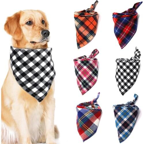 6PCS Classic Red Black Plaid Pet Dog Bandana Cat Puppy Kerchief Pet Grooming Accessories Pet Neckerchief Scarf Dog Saliva Towel