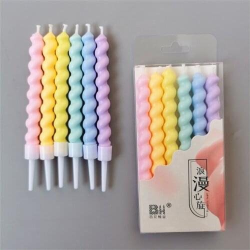 6pcs/set Thread Color Birthday Candles With Stand Cake Candle Event Party Supplies Wedding Party Decoration