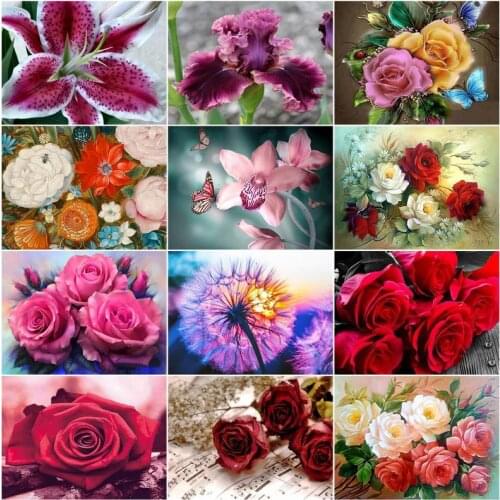 SDOYUNO 5D DIY Diamond Painting Rose Full Square/Round Diamond Embroidery Flowers Mosaic Handmade Home Decor Wall Art