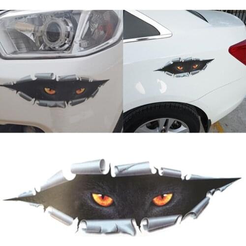 Car Styling Funny 3D Simulation Monster Leopard Eye Peeking Sticker Car Auto Window Mirror Trucks Fridge Whole Body Car Decal