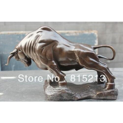 Bi00152 14" Lucky China Chinese Fengshui Purple Bronze Zodiac Year Bull Oxen Statue