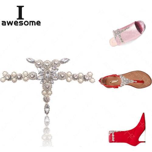 Shining Rhinestone Wedding Party Shoes Accessories For High Heels Sandals Boots Shoes DIY Crystal Beading Shoes Decorations