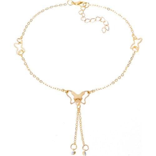 New Women Fashion Anklets Vintage Beach Barefoot Sandals Ankle Bracelet Lady Dragonfly Crystal Anklets Foot Jewelry On The Leg