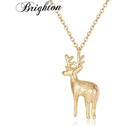 Brighton Hot Sale Gold Color Deer Pendant For Women Girl Necklace Cute Jewelry Daily Party Weeding 2021 Wholesale Gift New