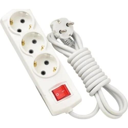 Bronze 3 Metre Switched 3'lü Socket Grounded Extension Cable