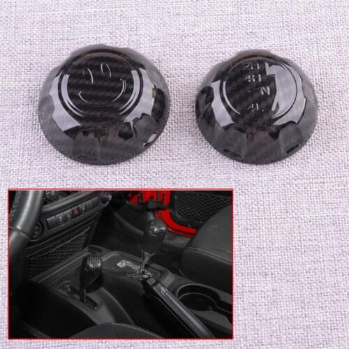 CITALL 2Pcs/Set Gear Shift Knob Cover Trim Fit For Jeep Wrangler JK 2011 2012 2013 2014 2015 2016 2017 ABS Carbon Fiber Style