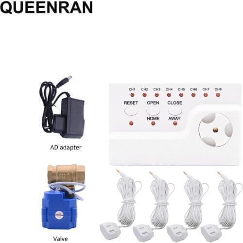 Russian Shipment Water Leakage Sensor Alarm with 1pc DN15 DN20 DN25 Valve Smart Home Water Leaking Flood Alter Overflow Detector
