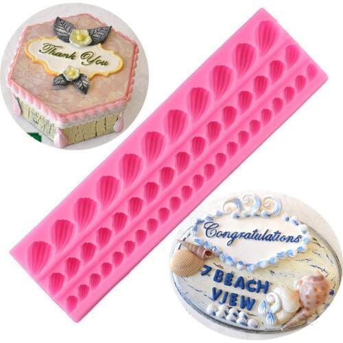 3D Baking Mould Pearl Shell Border Silicone Mold Candy Chocolate Clay Mold Sugarcraft Cupcake Fondant Cake Decorating Tools