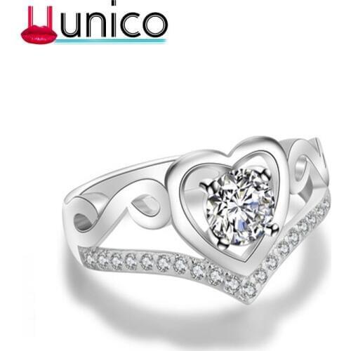 Classic Heart Rings for Women Romantic zirconia Jewelry Engagment Rings Gift Anniversary Present Adjustable