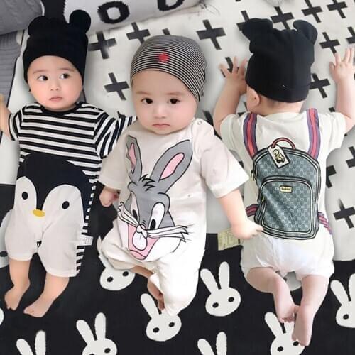 2020 Baby Romper Bodysuit Baby Summer Short-Sleeved Unisex Romper Cartoon Cute Men And Women Baby Cotton Jumpsuit 0-24M