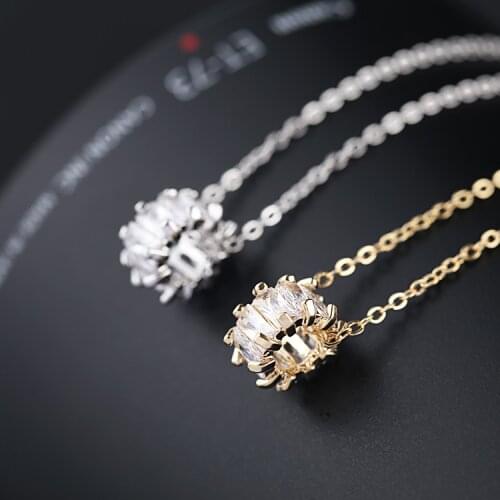 Tiny round loop shape aaa CZ necklace Fashion loops gold color necklace for women