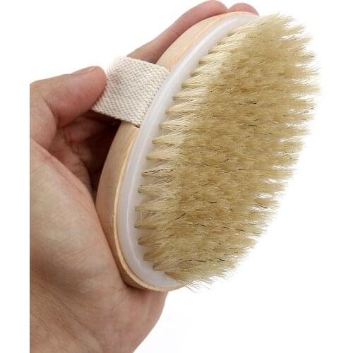 Hot Dry Skin Body Brush Soft natural bristle Shower Brushes Wooden Bath Shower Bristle Brush SPA Body Brushes without Handle