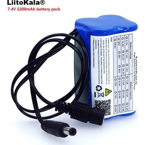 LiitoKala Protect 7.4 V 5200 mAh 8.4 V 18650 Li-lon Battery bike lights Head lamp special battery pack DC 5.5*2.1MM