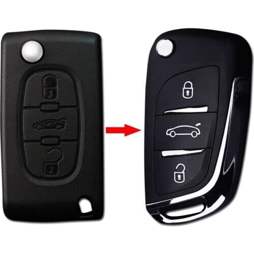 Modified Flip Folding Key Shell 3 Buttons for Citroen C2 C3 C4 Coupe VTR Berlingo C6 C8 Remote Key Replacement Case with Logo