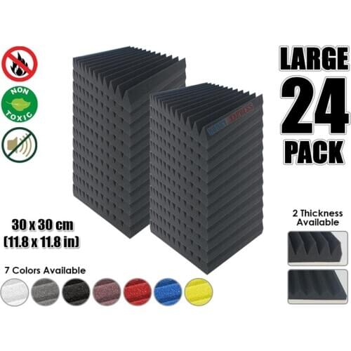 Arrowzoom 24 pcs Set Multi Wedge 12T Acoustic Studio Foam Tile Sound Absorption Panel 30 x 30 cm (11.8 x 11.8 inches) KK1167