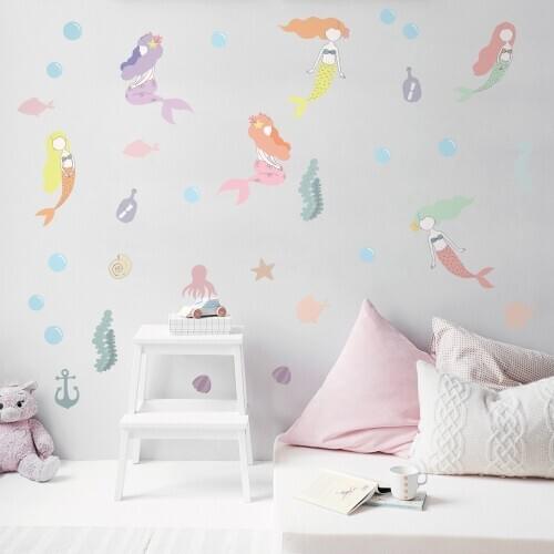 Funlife Little Mermaid Wall Sticker For Kids Baby Room Decoration Ariel Fairy Tale Nursery Sticker Children Room Wall Cup Decal