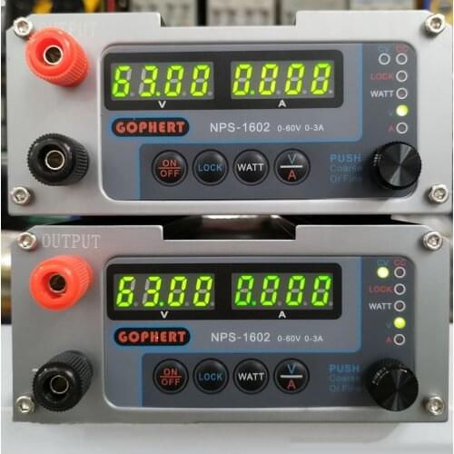 New Gophert NPS-1602 0-60V 0-3A Mini Adjustable Digital DC Switching Power Supply 110V/220VAC