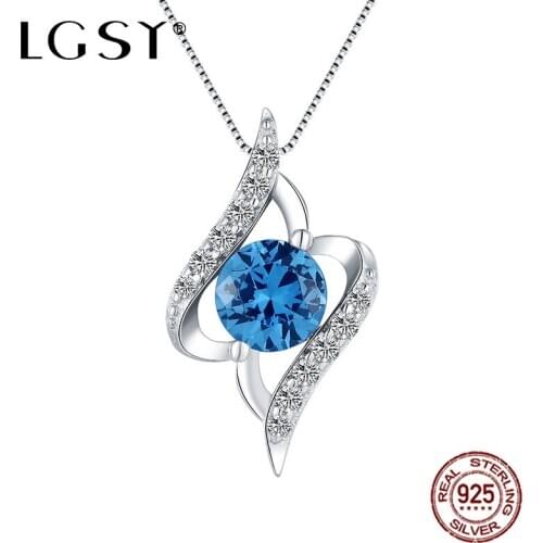 LGSY Fine Jewellery Suspension Blue Crystal Pendants 925 Sterling Silver Romantic Fashion Jewellery Cham Pendant For Women DP014